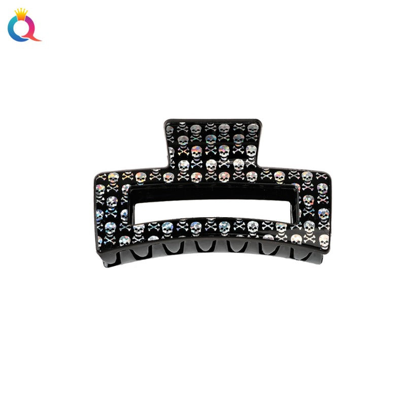 Wholesale Halloween Square Print Skull Hair Clip